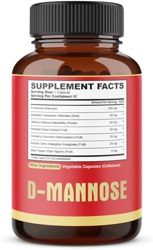 agobi D-Mannose Capsules - 7 Herbs with Cranberry, Dandelion, Hibiscus and More - Support Flush Impurities and Urinary Tract Health - 90 Vegan Capsules 3-Month Supply