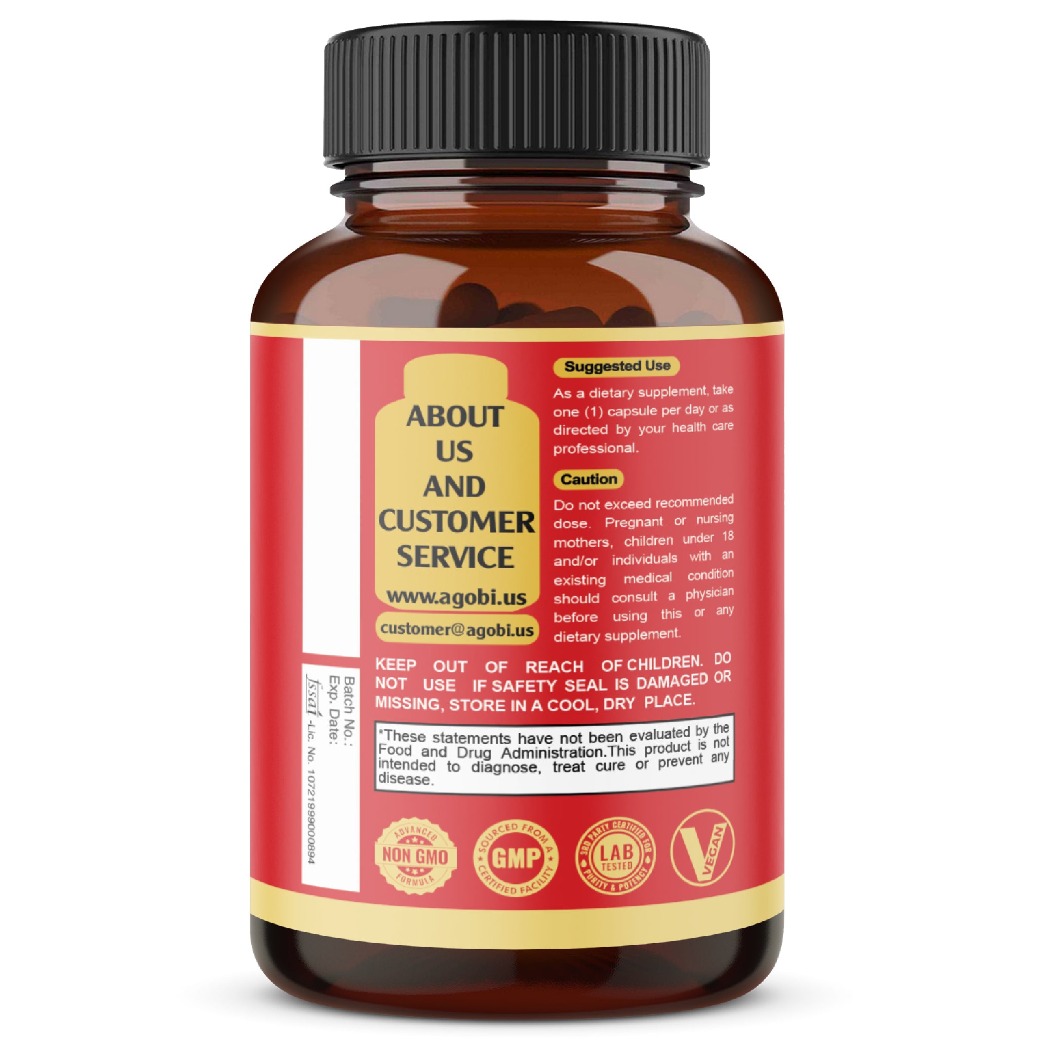 Agobi 6-in-1 Garcinia Cambogia Blend Supplement – Premium Fruit Extract with Green Tea, Arjuna, Garlic Bulb & Turmeric | 90 Vegan Capsules