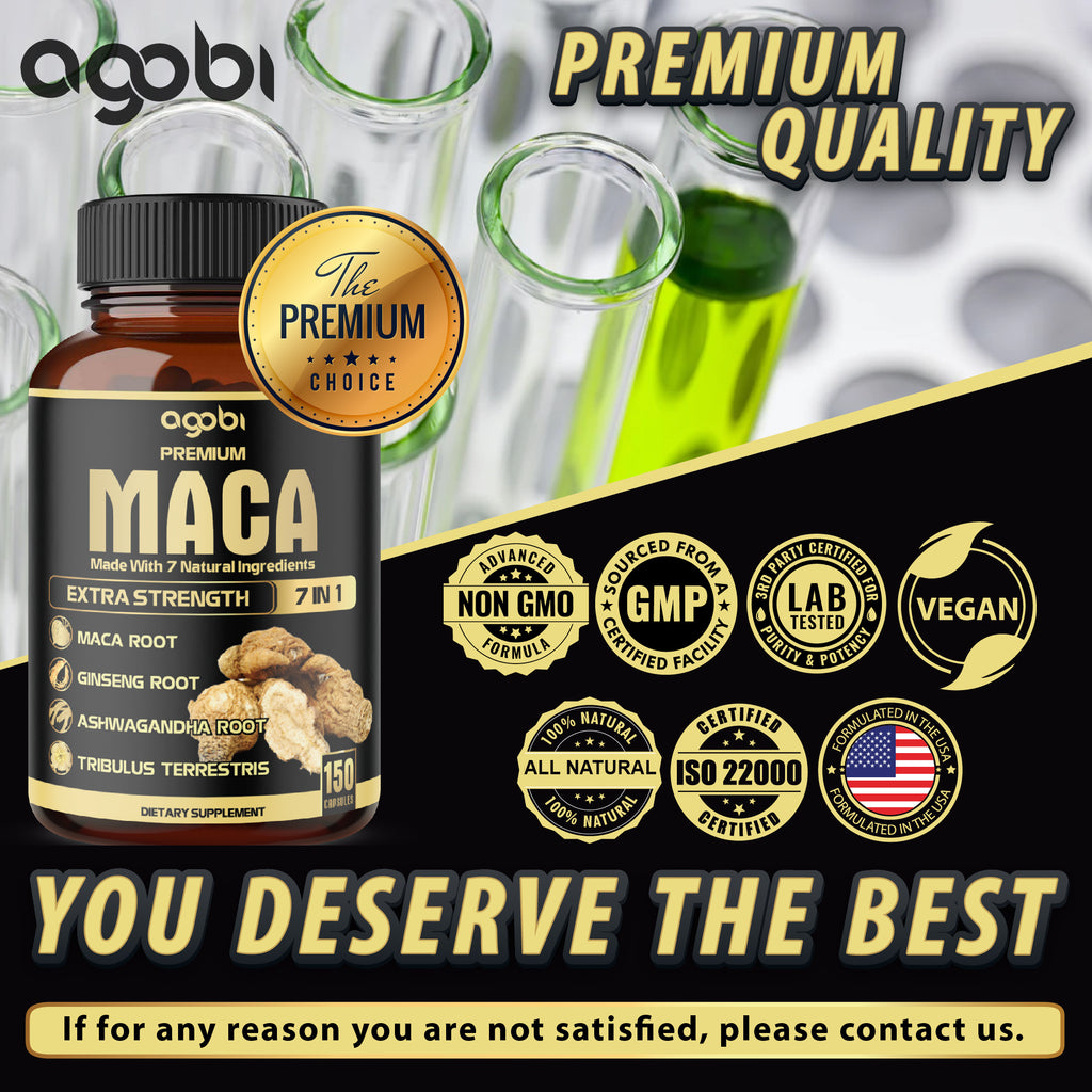 Agobi 7-in-1 Premium Maca Root With Ashwagandha, Ginseng & Shilajit | 150 Vegan Capsules