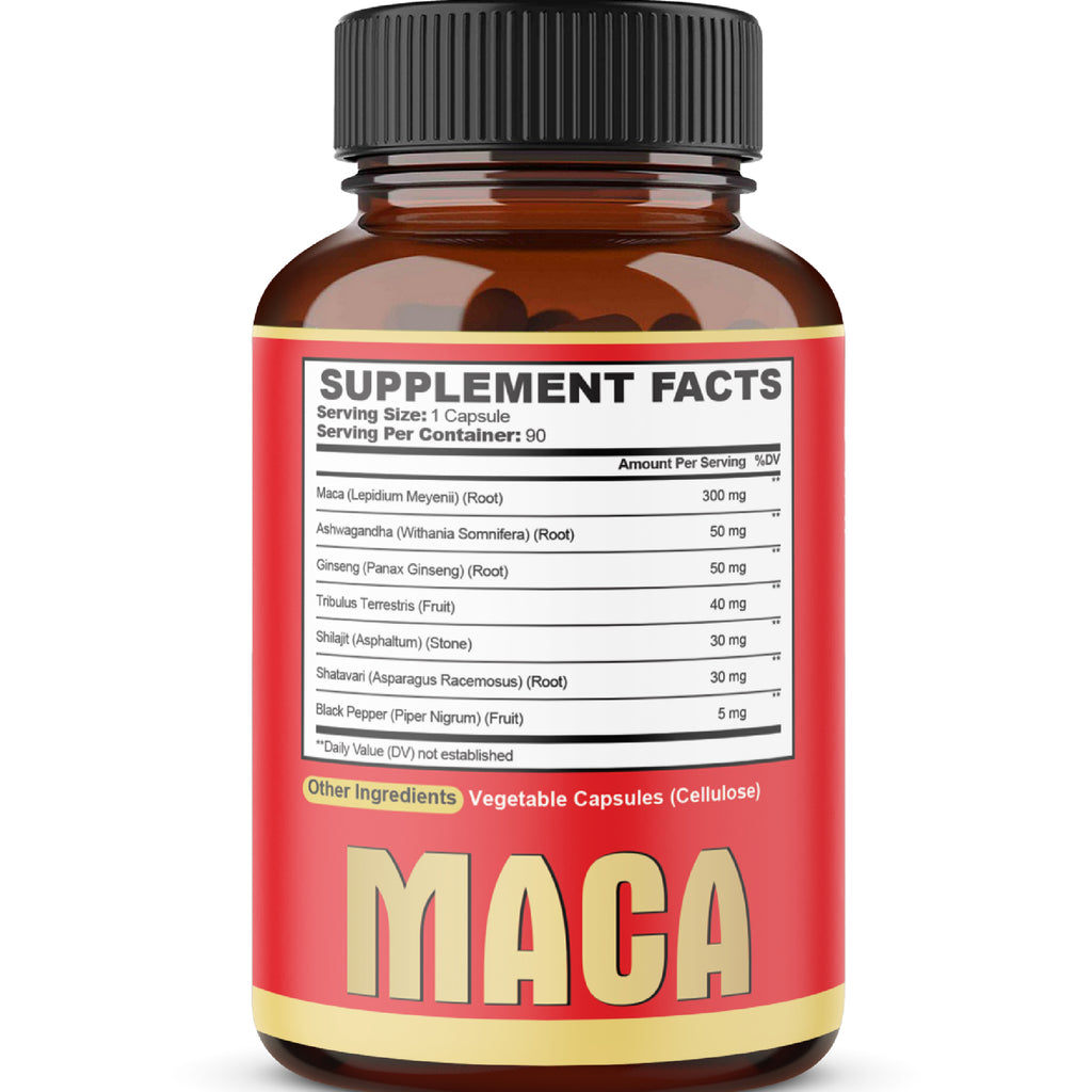 Agobi 7-in-1 Maca Root Complex – High Potency Formula with Ashwagandha, Ginseng & Shilajit | Energy, Muscle & Immune Support | 90 Vegan Capsules