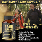 Agobi 9-in-1 Brain Support Supplement – Advanced Blend with Ashwagandha, Panax Ginseng, Gotu Kola & Ginkgo Biloba | 150 Vegan Capsules for 5 Months