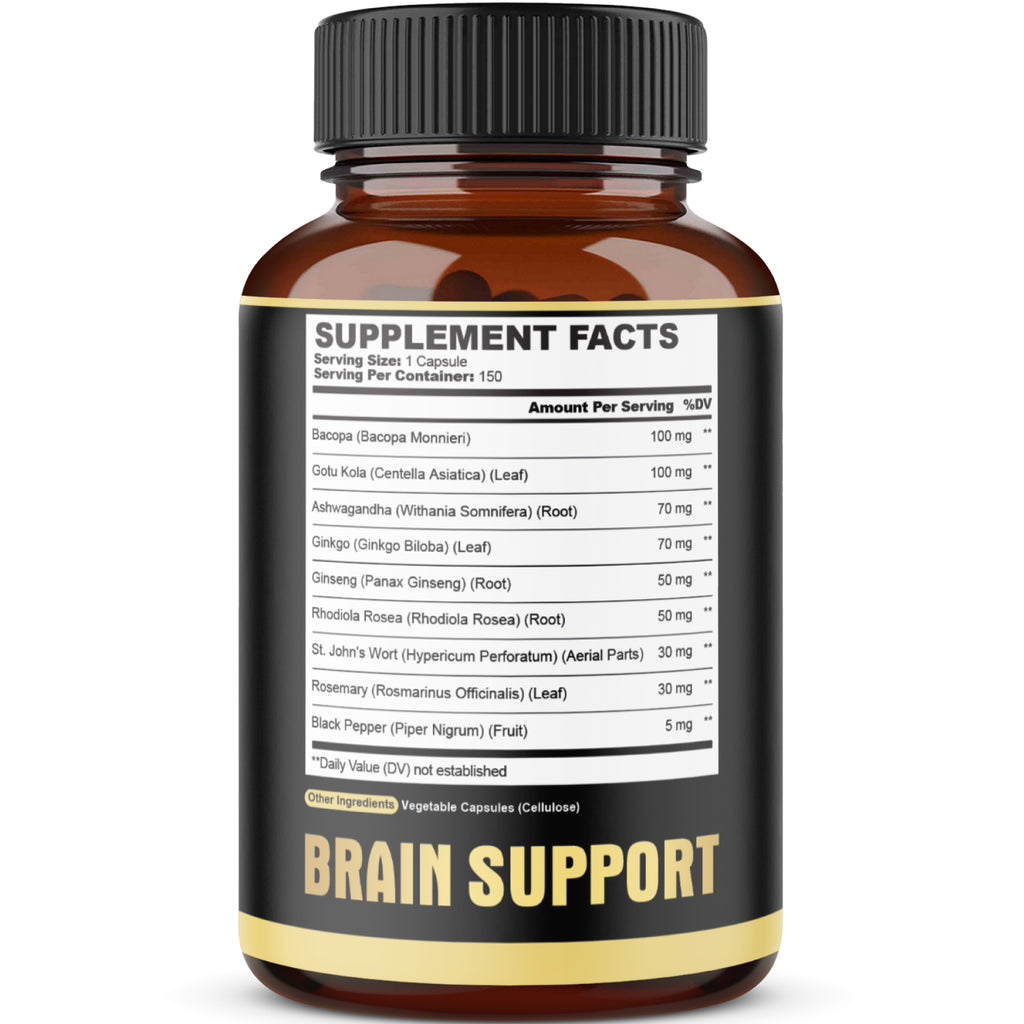 Agobi 9-in-1 Brain Support Supplement – Advanced Blend with Ashwagandha, Panax Ginseng, Gotu Kola & Ginkgo Biloba | 150 Vegan Capsules for 5 Months