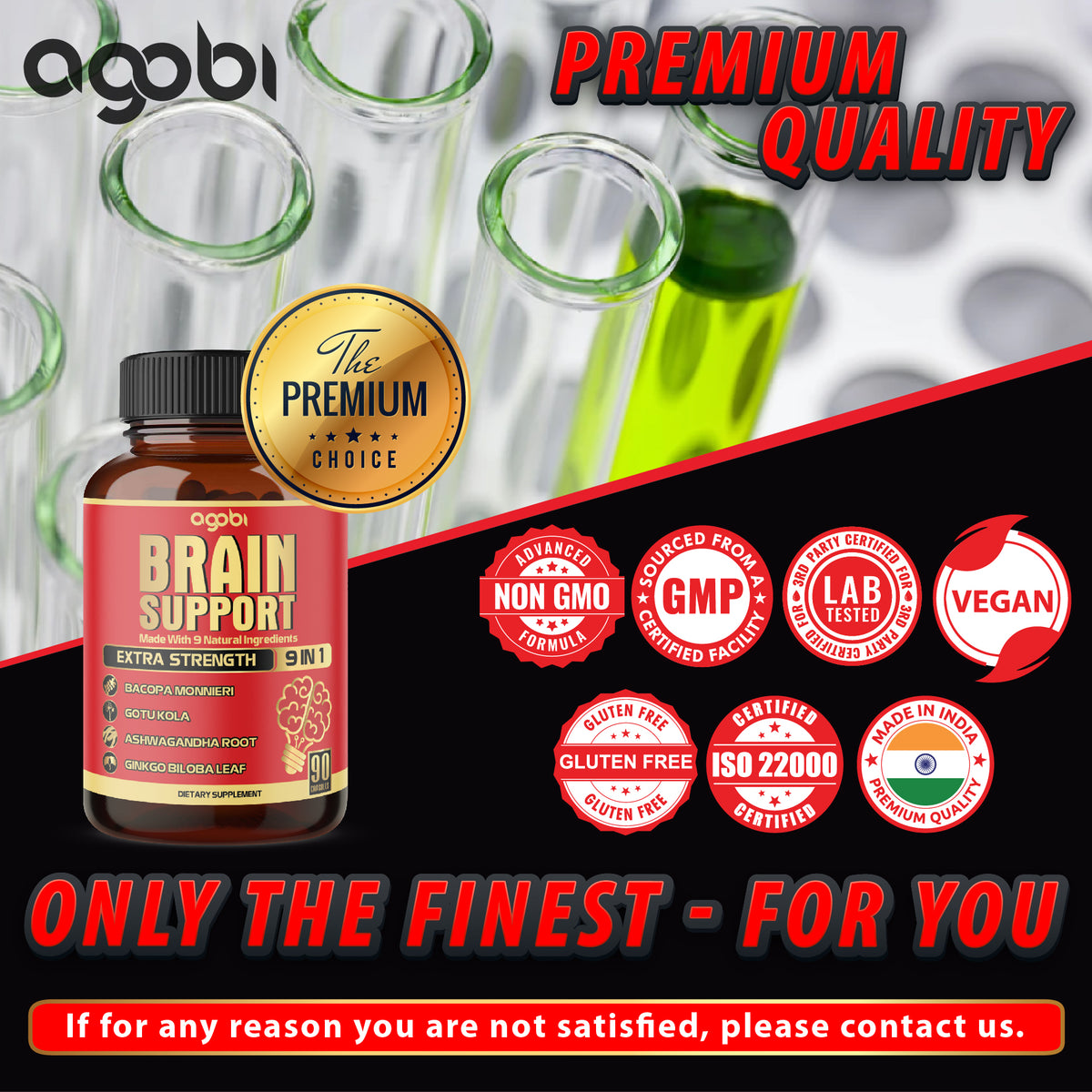 Brain Support 9-in-1 Capsules – Bacopa Monnieri, Gotu Kola, Ashwagandha, and Ginkgo Biloba | High Potency & Mental Focus | 90 Vegan Capsules
