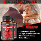 2 Packs - Agobi 11-in-1 Testosterone Extra Strength – with Panax Ginseng, Ashwagandha & Tribulus | Performance, Strength & Energy Booster | 60 Vegan Capsules