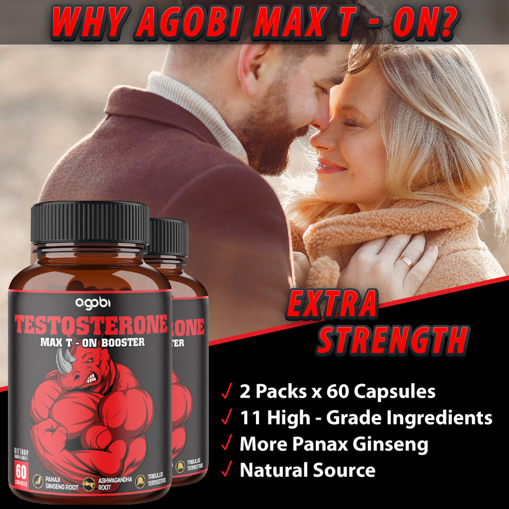 Agobi Herbal Test Support for Male Supplement – Advanced Performance Blend with Ashwagandha & Tribulus | Ultimate Power, Stamina & Energy Support | 2-Pack Combo (120 Capsules for 2 Months)