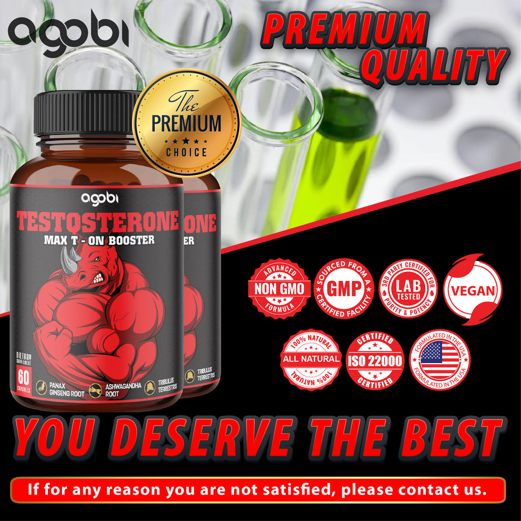2 Packs - Agobi 11-in-1 Testosterone Extra Strength – with Panax Ginseng, Ashwagandha & Tribulus | Performance, Strength & Energy Booster | 60 Vegan Capsules