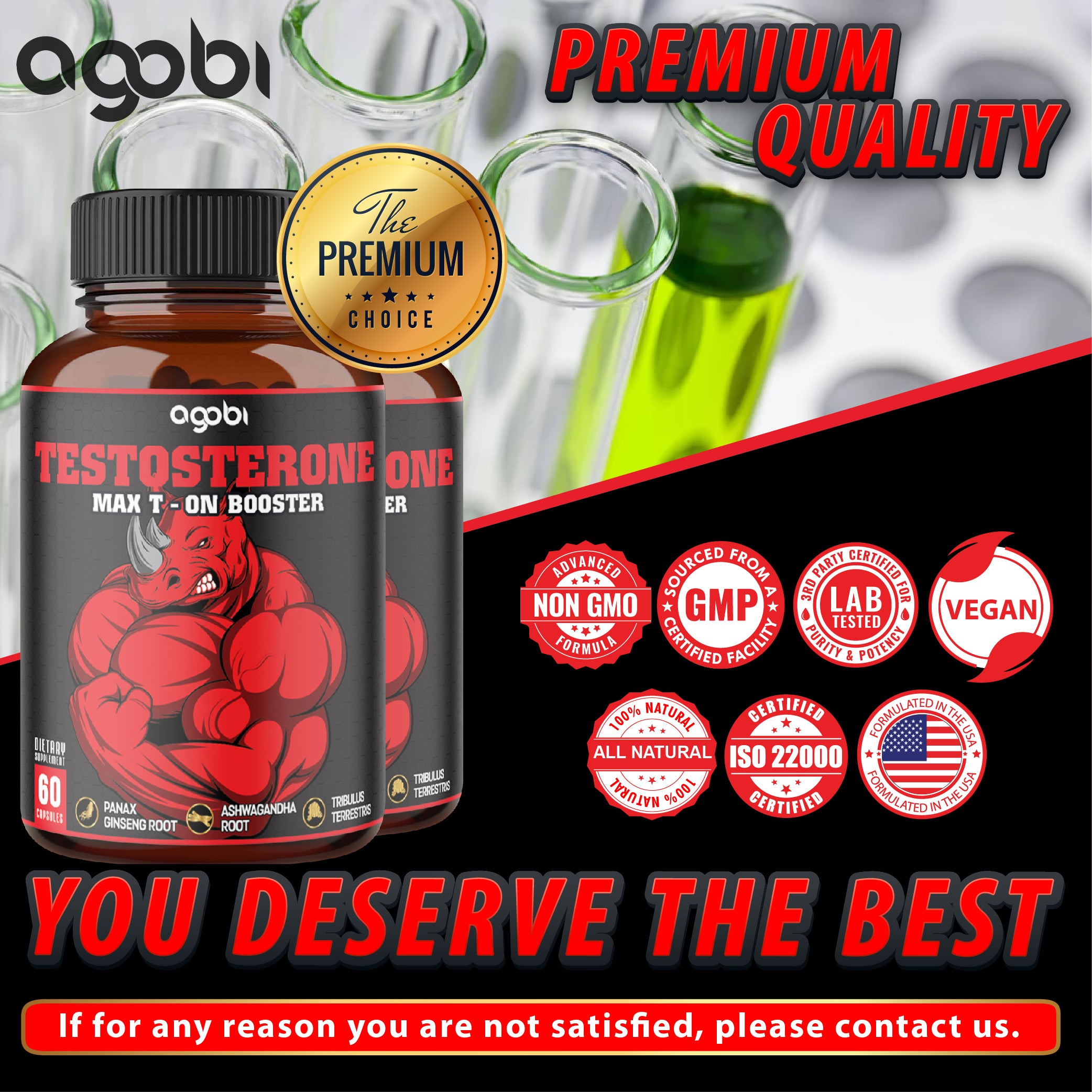2 Packs 60 Capsules - 11 Herbs Combined with Ginseng, Ashwagandha, Tribulus & More.