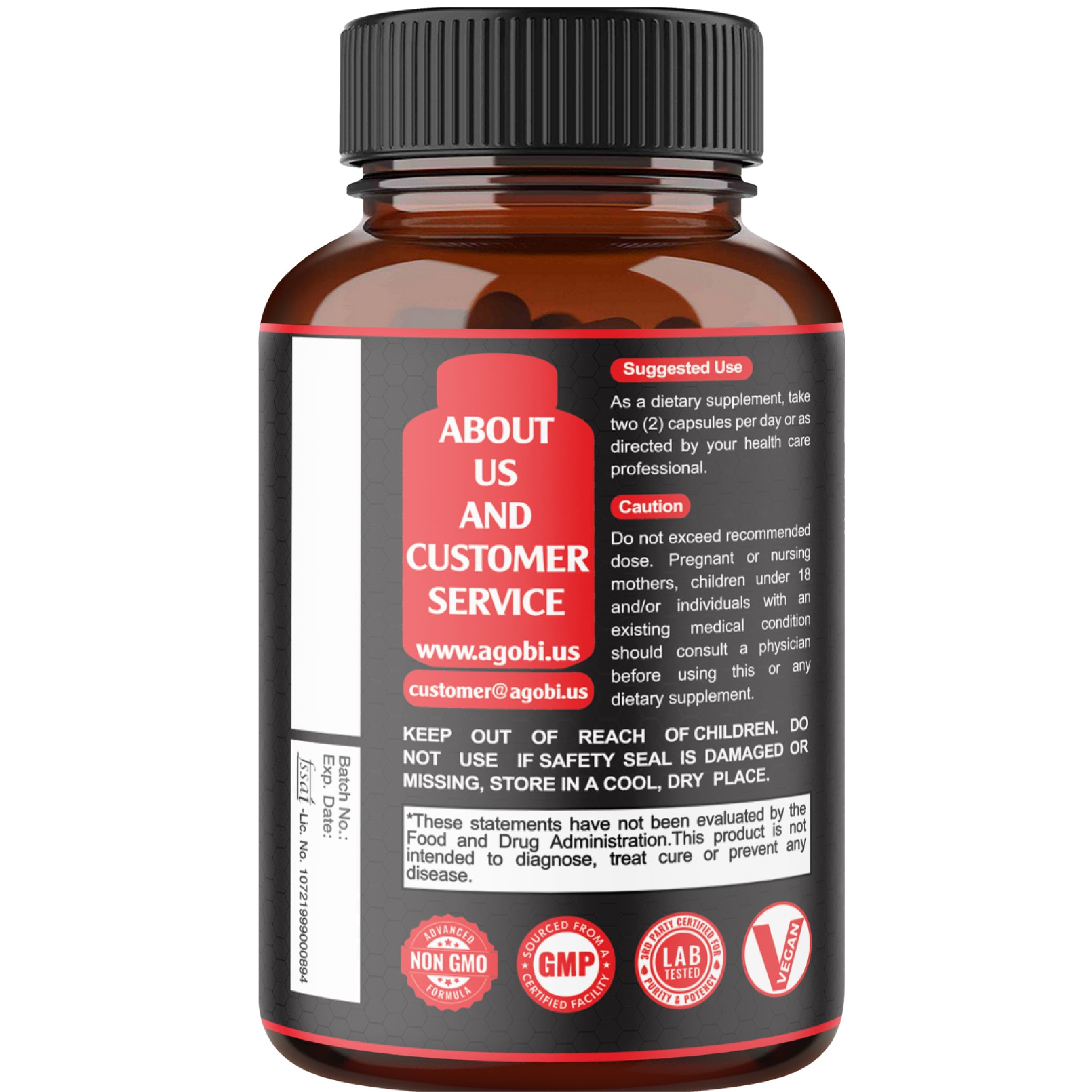 agobi Herbal Test Support for Male Supplement - 2 Packs 60caps - 2 Month Supply