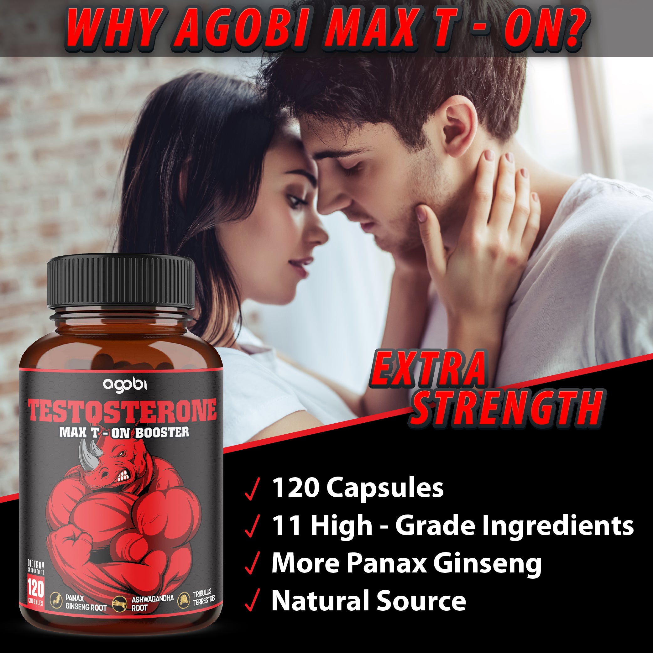 agobi 11in1 Testosterone Supplement - 120 Capsules for 2 Month