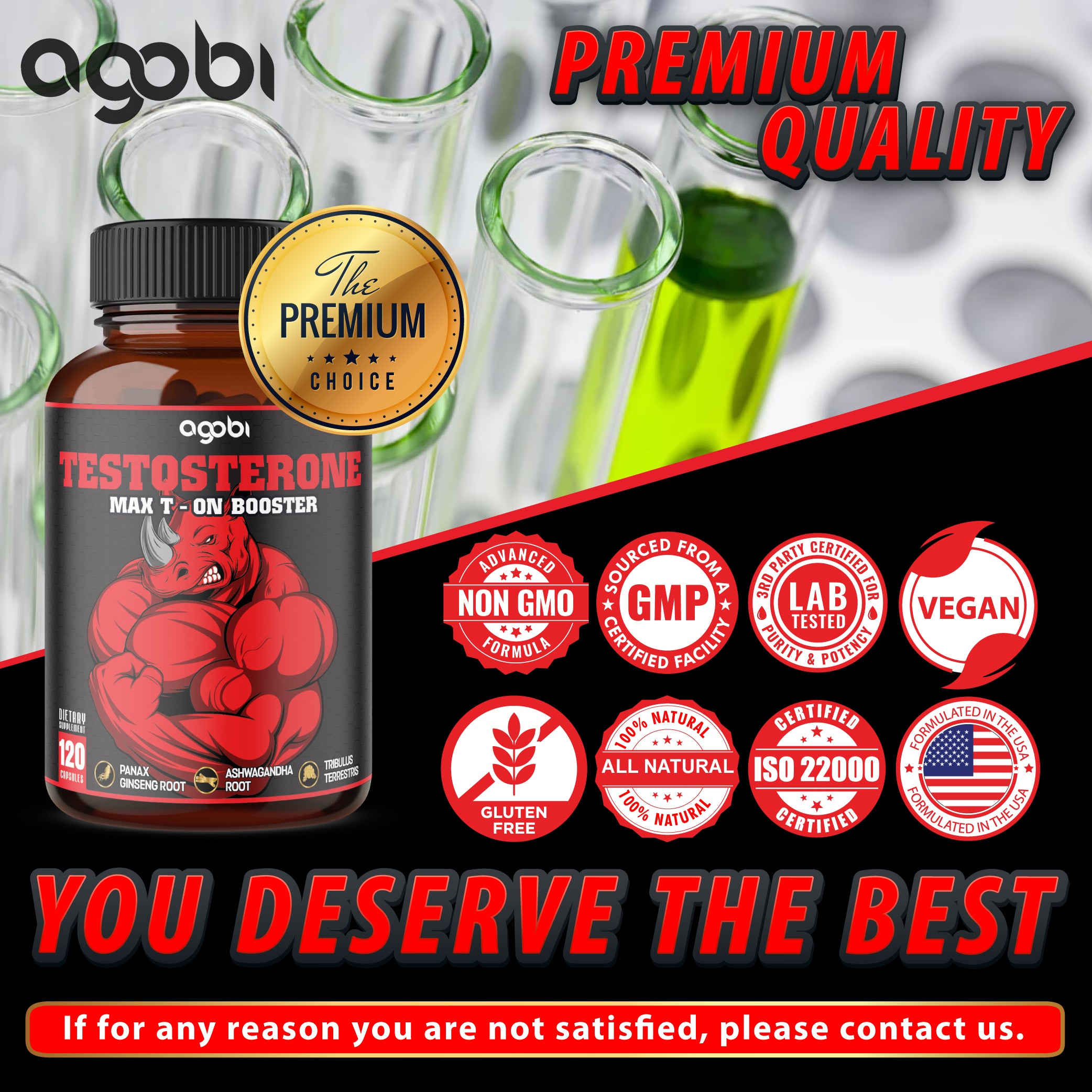 agobi 11in1 Testosterone Supplement - 120 Capsules for 2 Month