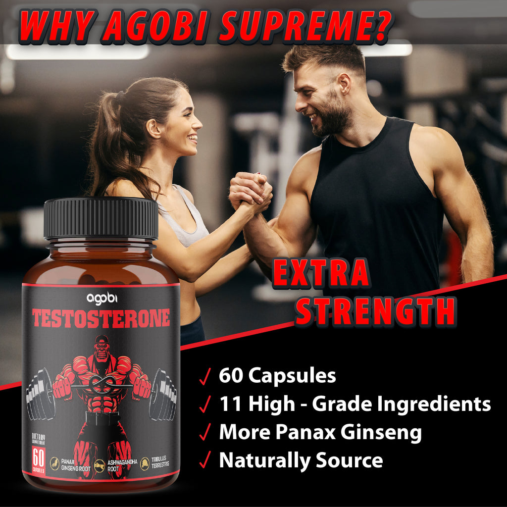 Agobi 11-in-1 Testosterone Support Complex – High Potency Formula with Ashwagandha, Tribulus & Ginseng | Muscle Support, Stamina & Energy | 60 Vegan Capsules