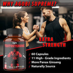 Agobi 11-in-1 Testosterone Support Complex – High Potency Formula with Ashwagandha, Tribulus & Ginseng | Muscle Support, Stamina & Energy | 60 Vegan Capsules