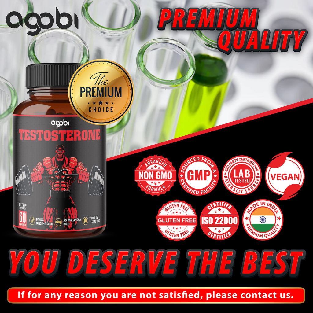 Agobi 11-in-1 Testosterone Support Complex – High Potency Formula with Ashwagandha, Tribulus & Ginseng | Muscle Support, Stamina & Energy | 60 Vegan Capsules