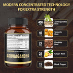 Ashwagandha 5-in-1 Capsules – Turmeric, Rhodiola Rosea, Ginger, and Black Pepper | Daily Balance & Energy Support | 180 Vegan Capsules