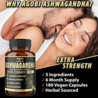 Ashwagandha 5-in-1 Capsules – Turmeric, Rhodiola Rosea, Ginger, and Black Pepper | Daily Balance & Energy Support | 180 Vegan Capsules