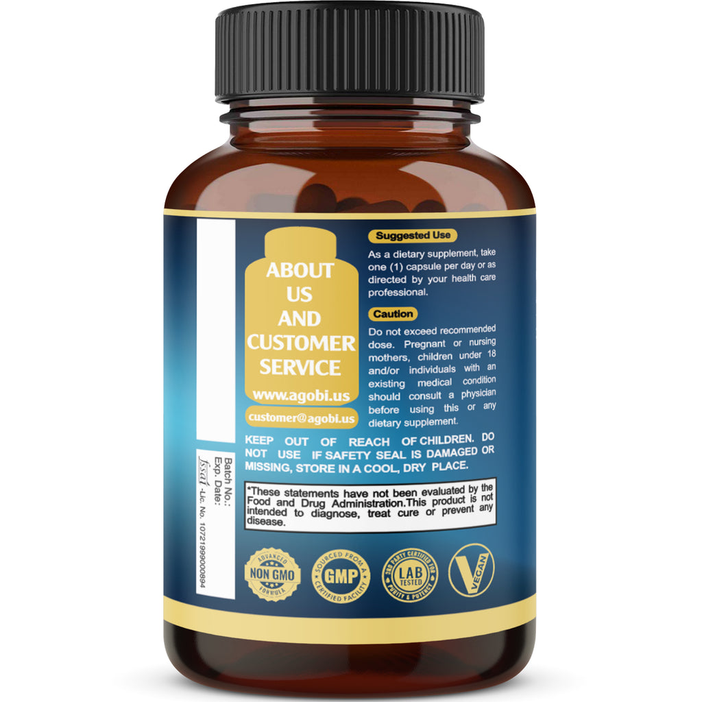 Agobi 5-in-1 Ashwagandha Blend Supplement – With Turmeric, Rhodiola & Ginger |90 Vegan Capsules
