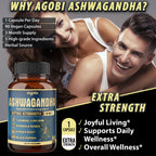 Agobi 5-in-1 Ashwagandha Blend Supplement – With Turmeric, Rhodiola & Ginger |90 Vegan Capsules