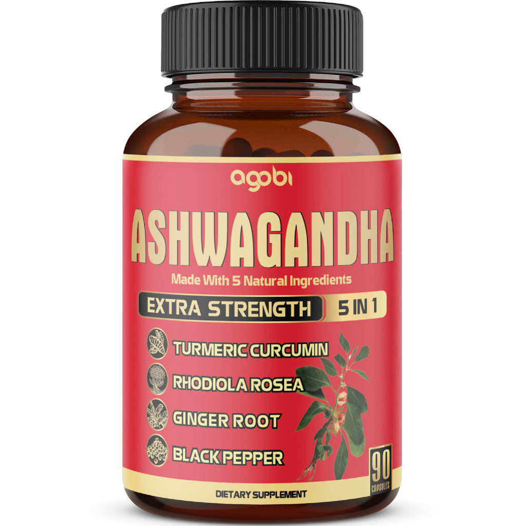 90 Capsules - Ashwagandha Supplement Capsules - Ginger Root, Turmeric, Rhodiola Rosea &amp; Black Pepper