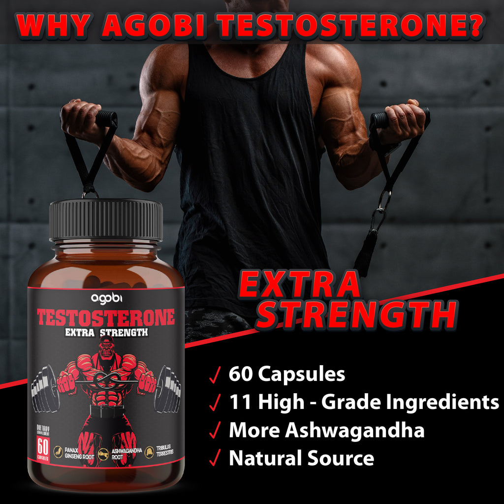 Agobi 11-in-1 Tes.tos.ter.one Extra Strength – with Panax Ginseng, Ashwagandha & Tribulus | 60 Vegan Capsules