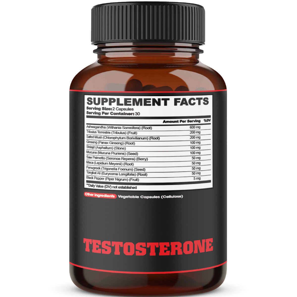 Testosterone Extra Strength 11-in-1 Capsules – Panax Ginseng, Ashwagandha, and Tribulus | Performance, Strength & Energy Booster | 60 Vegan Capsules