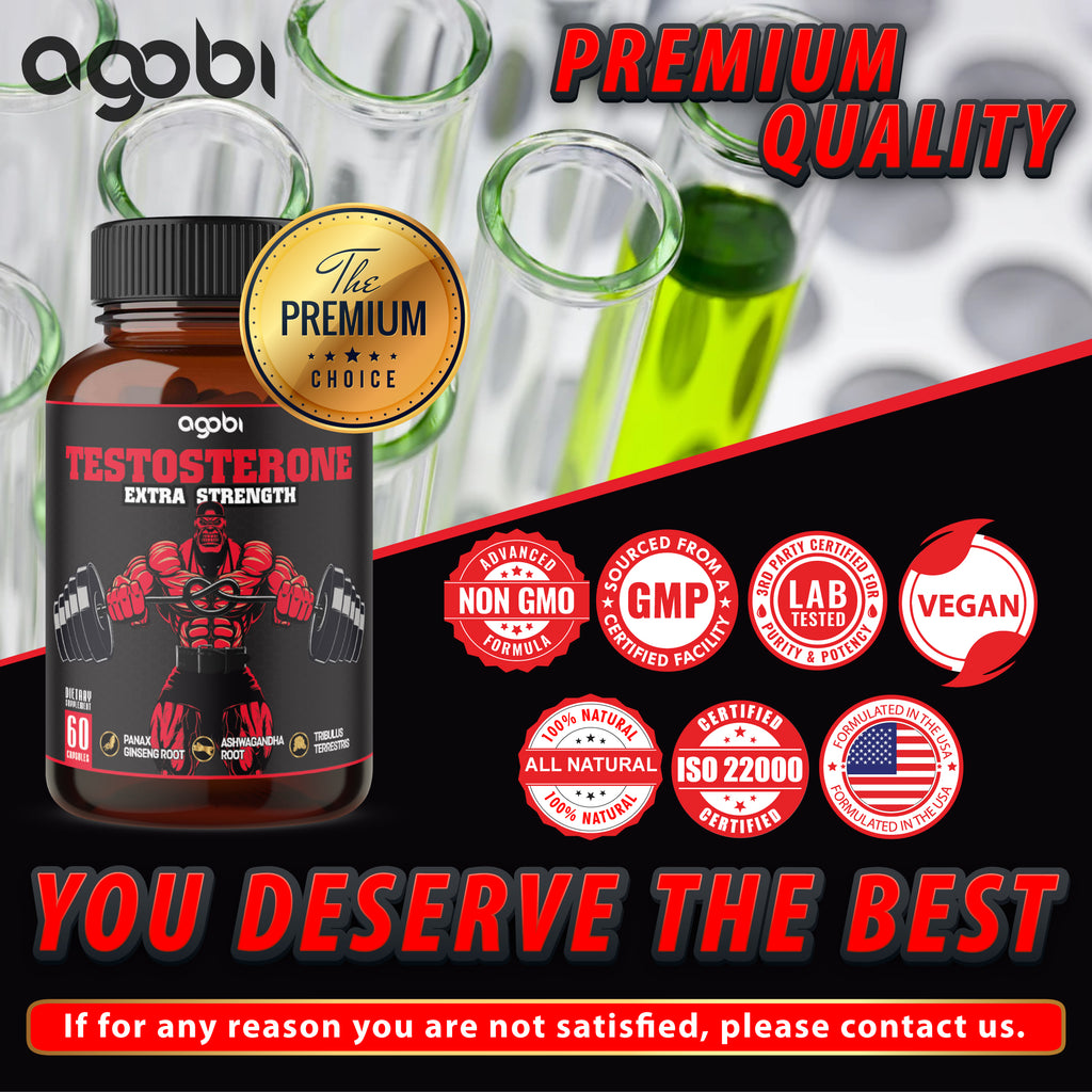 Agobi 11-in-1 Tes.tos.ter.one Extra Strength – with Panax Ginseng, Ashwagandha & Tribulus | 60 Vegan Capsules