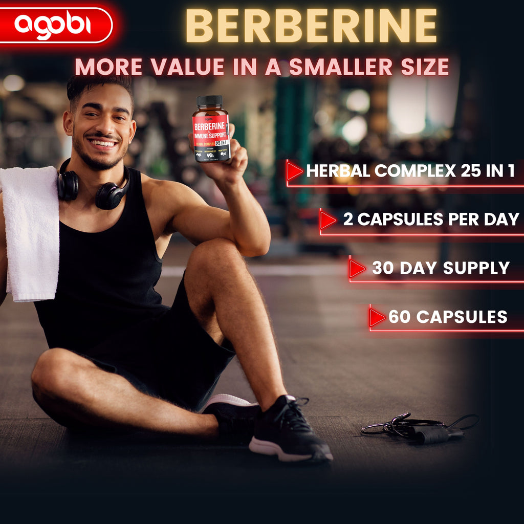 Agobi 25-in-1 Berberine Supplement – Premium Berberine HCl with Ceylon Cinnamon, Milk Thistle & Turmeric | 60 Vegan Capsules