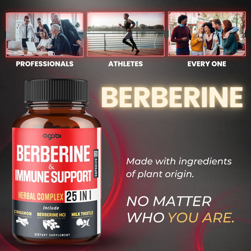 Agobi 25-in-1 Berberine Supplement – Premium Berberine HCl with Ceylon Cinnamon, Milk Thistle & Turmeric | 60 Vegan Capsules
