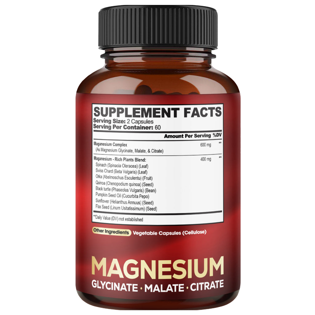 Agobi 11-in-1 Triple Magnesium Complex Supplement – High Absorption Glycinate, Malate & Citrate with Spinach & Pumpkin Seed | Strength, Energy Production & Immune Support | 120 Vegan Capsules