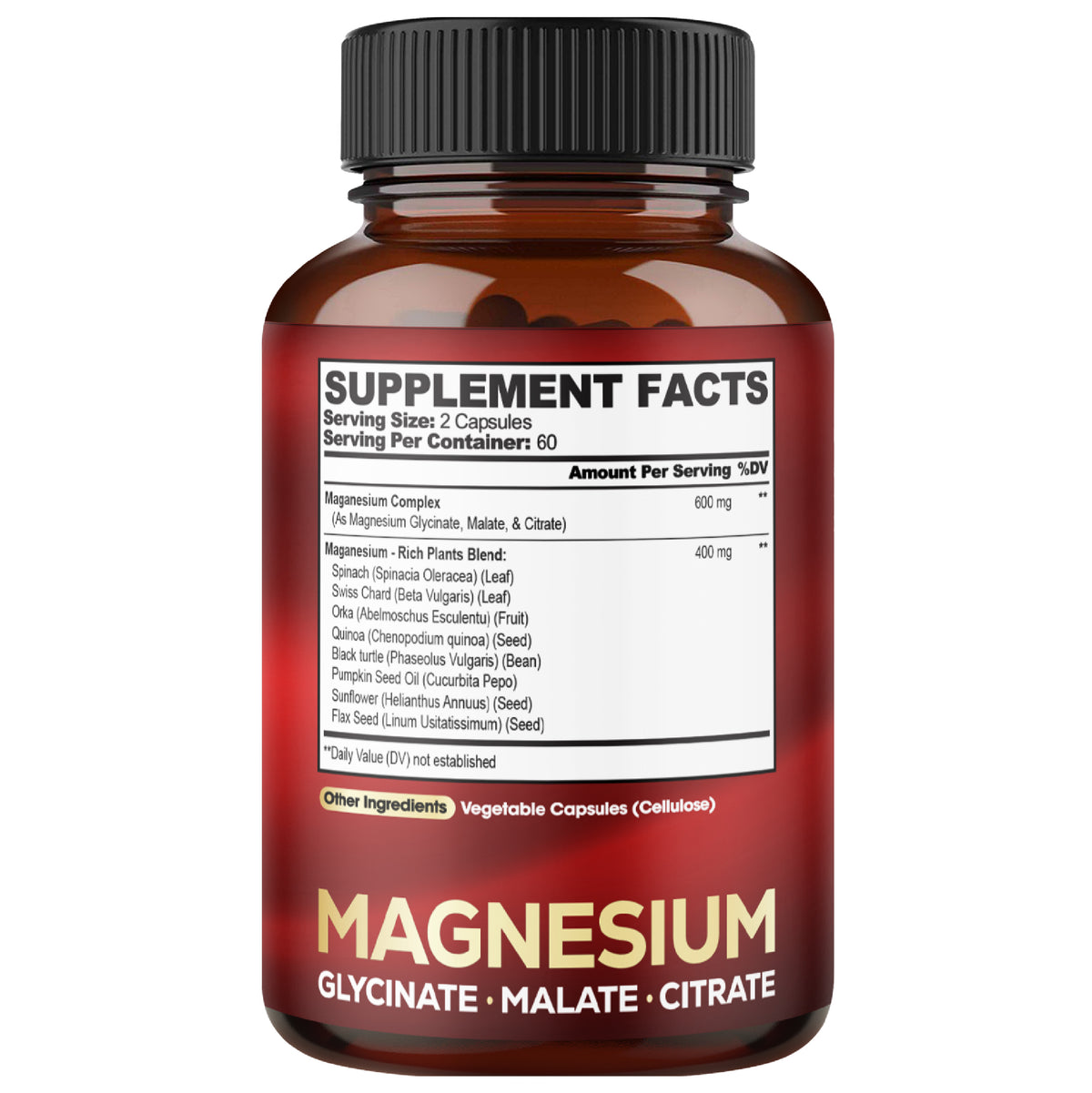 Triple Magnesium Complex 11-in-1 Capsules – Glycinate, Malate, and Citrate | Energy Production & Immune Support | 120 Vegan Capsules