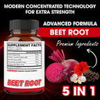 Agobi 5-in-1 Beet Root Supplement – Extra Strength Formula with Red Spinach, Garlic Bulb & Hibiscus | 90 Vegan Capsules