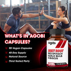 Agobi 5-in-1 Beet Root Supplement – Extra Strength Formula with Red Spinach, Garlic Bulb & Hibiscus | 90 Vegan Capsules