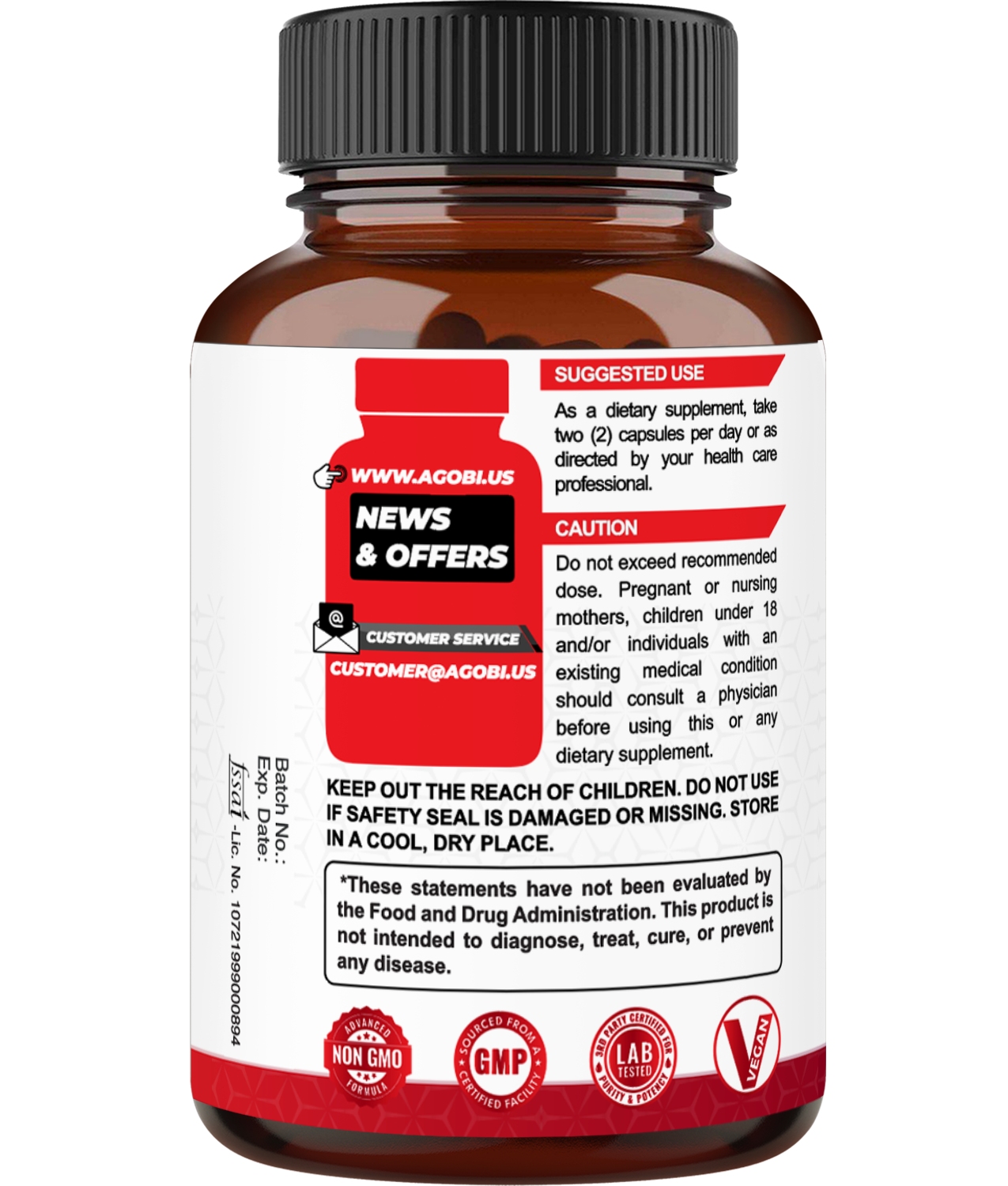 agobi 5in1 Beet Root Capsules - Added with Red Spinach, Organic Garlic Bulb, Hibiscus & Black Pepper - Support for Energy Production, Immune System & Digestive Health - 90 Vegan Capsules