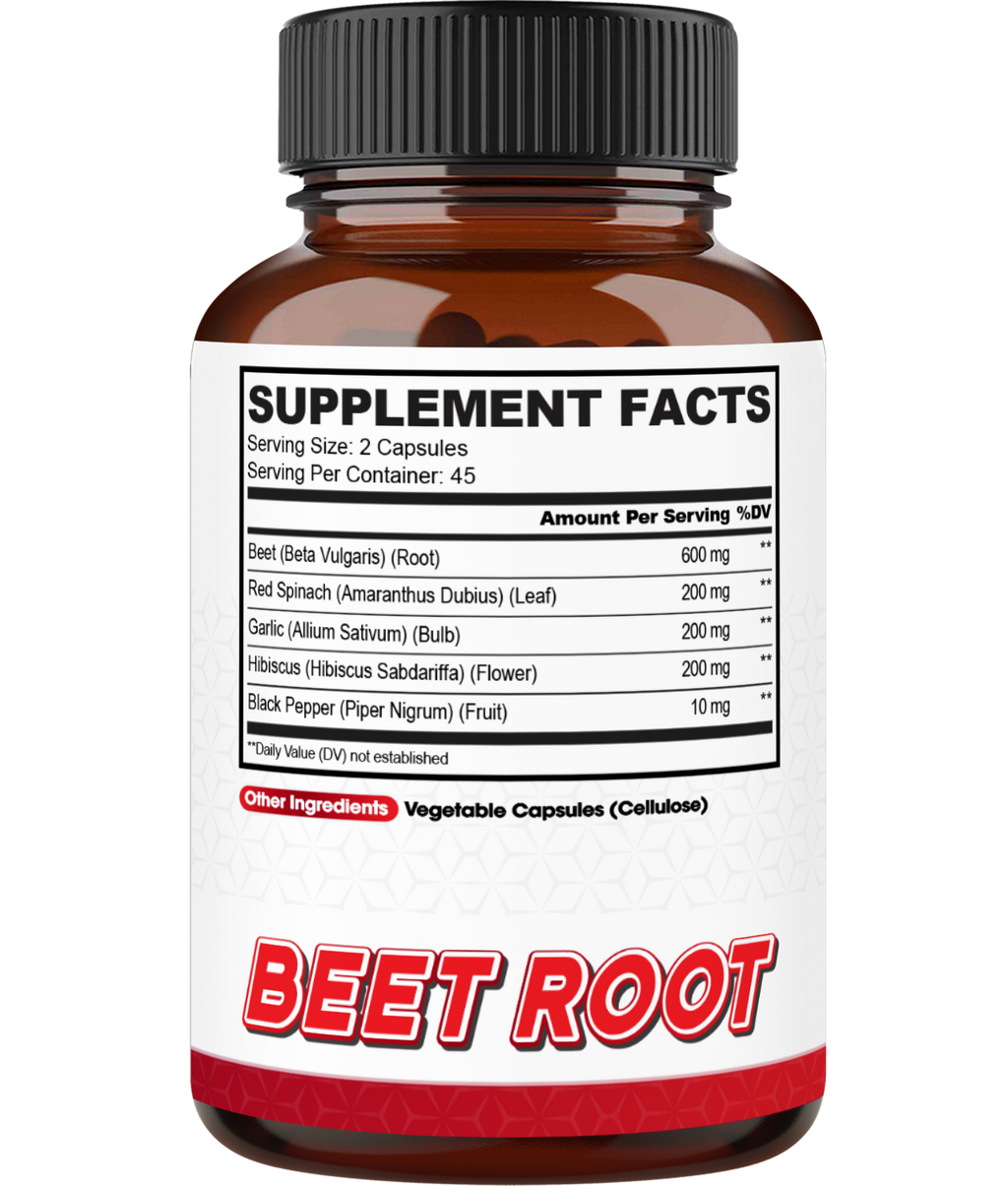 Agobi 5-in-1 Beet Root Supplement – Extra Strength Formula with Red Spinach, Garlic Bulb & Hibiscus | 90 Vegan Capsules