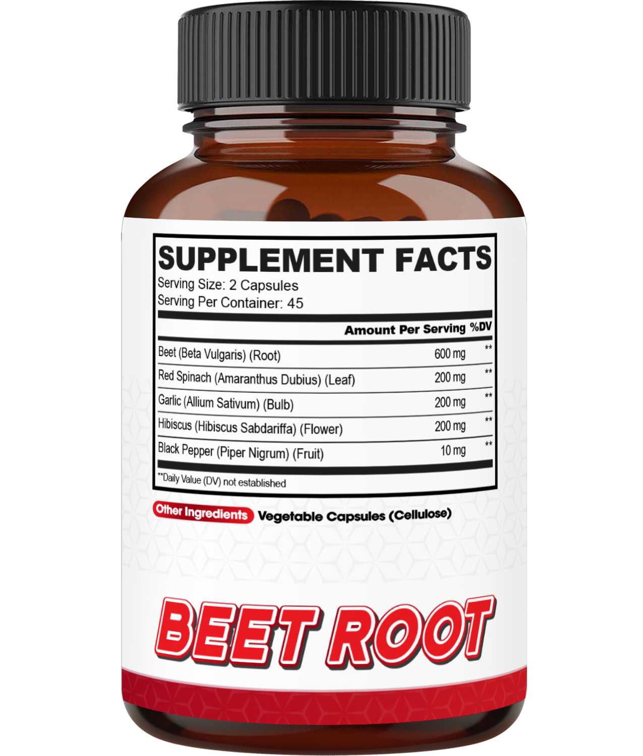 agobi 5in1 Beet Root Capsules - Added with Red Spinach, Organic Garlic Bulb, Hibiscus & Black Pepper - Support for Energy Production, Immune System & Digestive Health - 90 Vegan Capsules