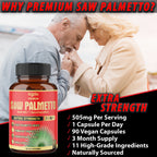 11in1 Saw Palmetto Capsules - Combined with Ashwagandha, Turmeric, Tribulus, Maca, Green Tea, Ginger, Holy Basil & More - 90 Capsules 3-Month Supply