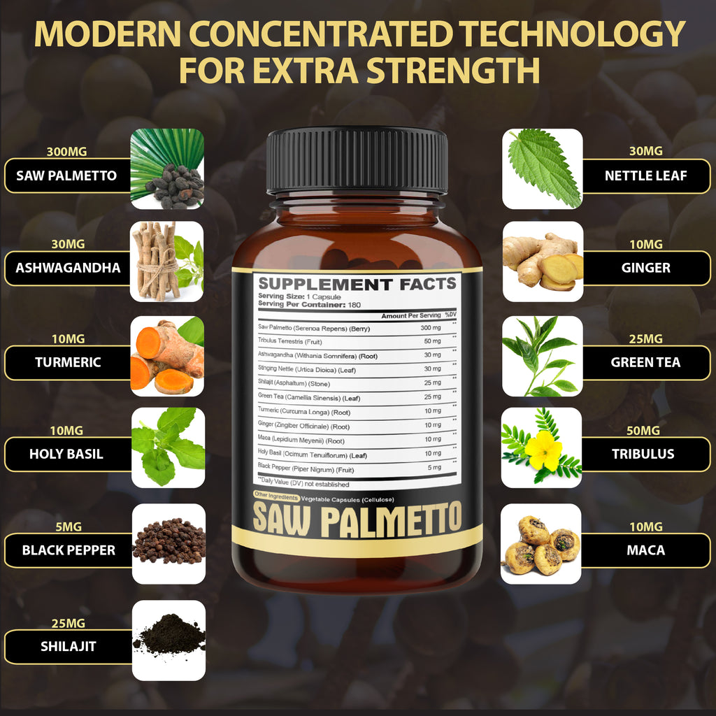Agobi 11-in-1 Saw Palmetto Blend Supplement – Premium Berry Extract with Tribulus, Ashwagandha & Maca | Prostate Health, Urinary Flow & Antioxidant Support | 180 Vegan Capsules