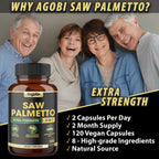 Agobi 8-in-1 Saw Palmetto Supplement – Extra Strength Formula with Ashwagandha, Turmeric & Nettle Leaf | Support Prostate, Energy Production & Healthy Hair | 120 Vegan Capsules