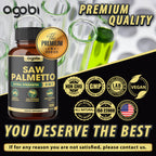 Agobi 8-in-1 Saw Palmetto Supplement – Extra Strength Formula with Ashwagandha, Turmeric & Nettle Leaf | Support Prostate, Energy Production & Healthy Hair | 120 Vegan Capsules