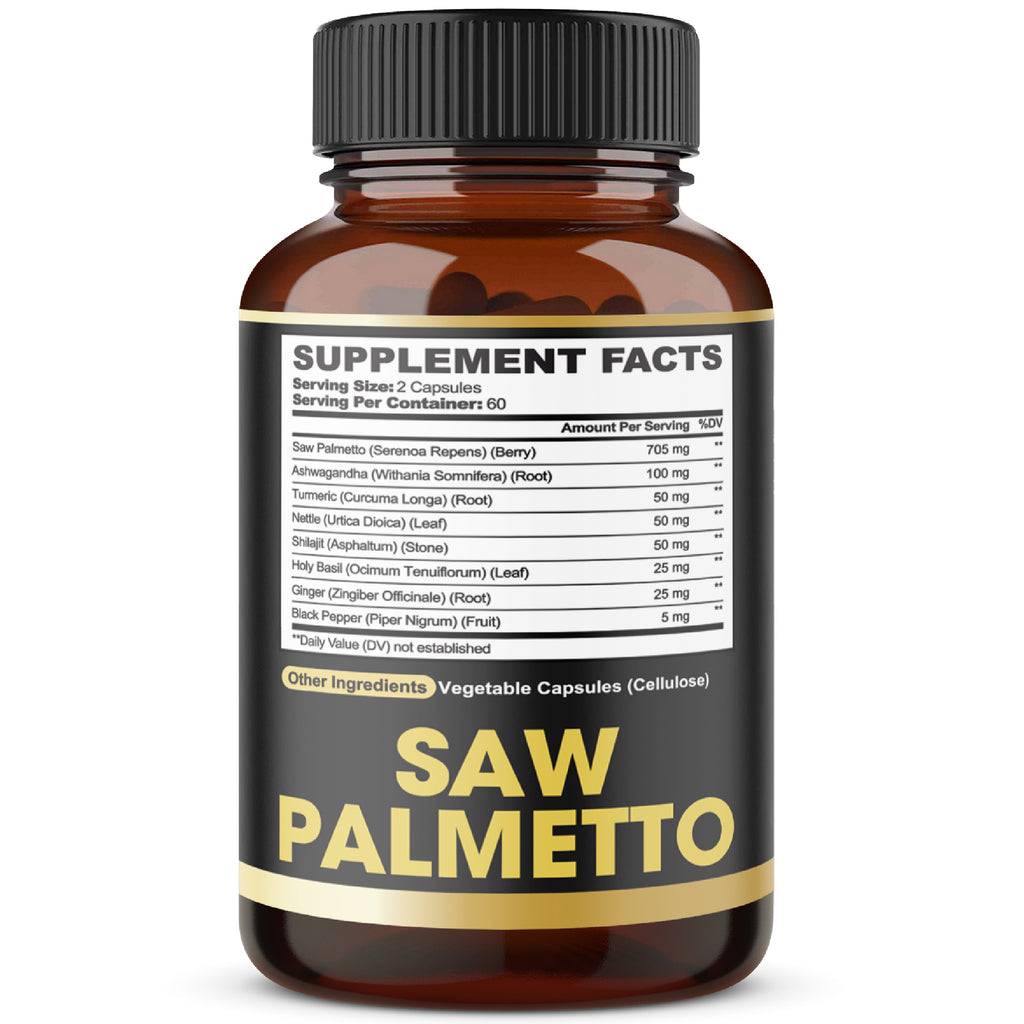 Agobi 8-in-1 Saw Palmetto Supplement – Extra Strength Formula with Ashwagandha, Turmeric & Nettle Leaf | Support Prostate, Energy Production & Healthy Hair | 120 Vegan Capsules