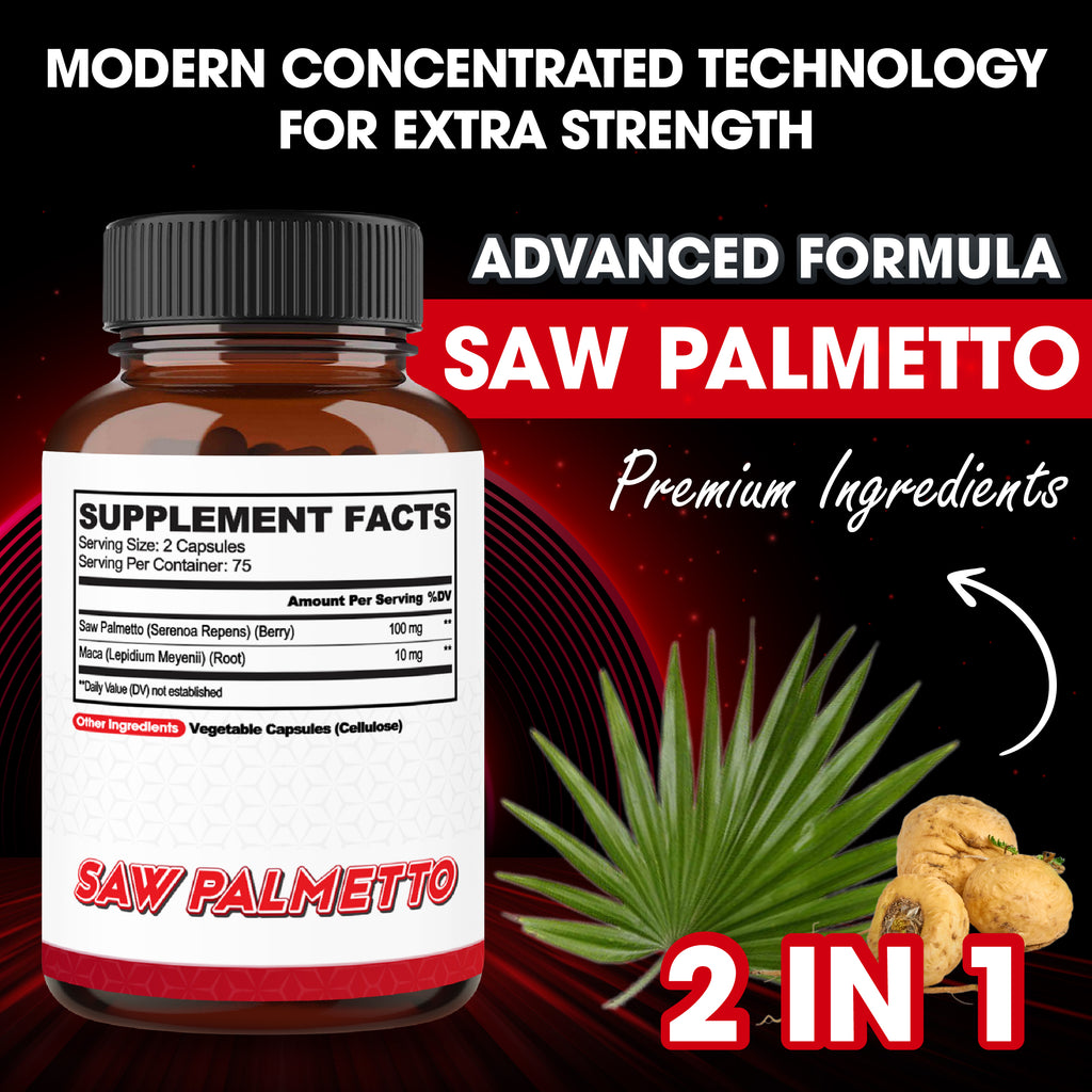 Agobi Saw Palmetto & Maca Root Formula – 2 Ingredients Men's Vitality Complex | Prostate Health, Urinary & Stamina Support | 150 Vegan Capsules