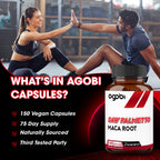 Agobi Saw Palmetto & Maca Root Formula – 2 Ingredients Men's Vitality Complex | Prostate Health, Urinary & Stamina Support | 150 Vegan Capsules