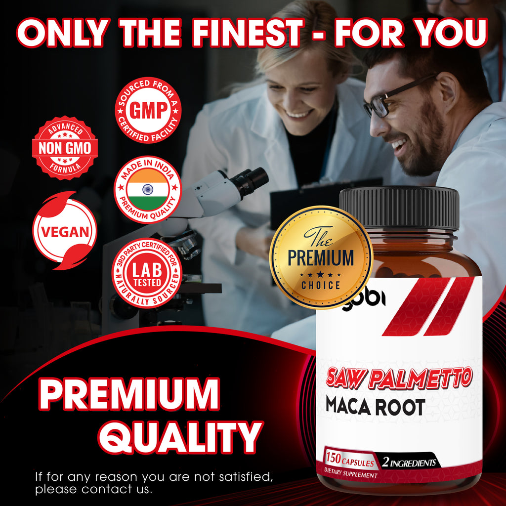 Agobi Saw Palmetto & Maca Root Formula – 2 Ingredients Men's Vitality Complex | Prostate Health, Urinary & Stamina Support | 150 Vegan Capsules