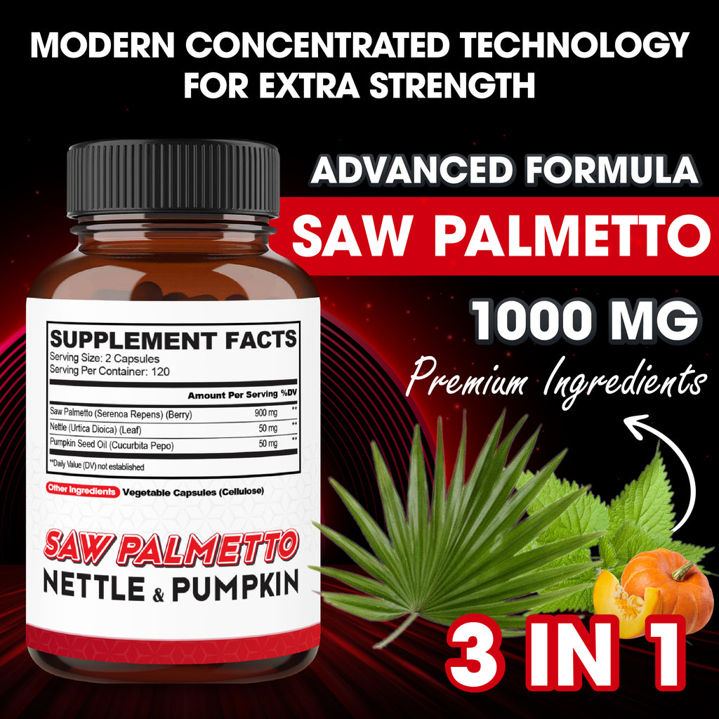 Agobi Saw Palmetto Extra Strength 900mg with Nettle & Pumpkin Seed Oil | 240 Vegan Capsules