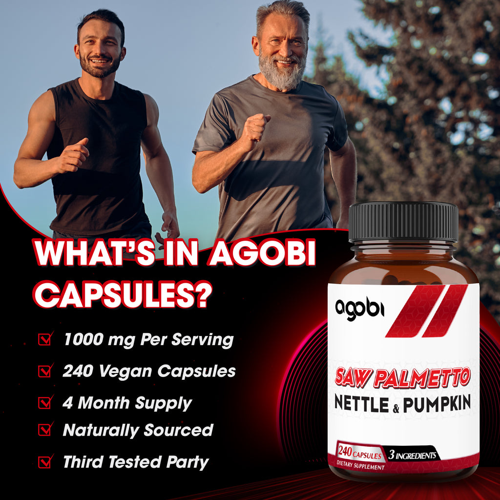 Agobi Saw Palmetto Extra Strength 900mg with Nettle & Pumpkin Seed Oil | 240 Vegan Capsules