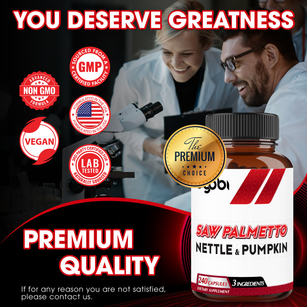 Agobi Saw Palmetto Extra Strength 900mg with Nettle & Pumpkin Seed Oil | 240 Vegan Capsules