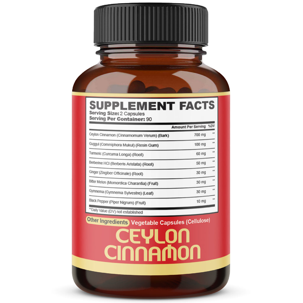 Agobi Premium Ceylon Cinnamon 8-in-1 Supplement – High Potency Cinnamon Bark with Berberine, Turmeric & Bitter Melon | 180 Vegan Capsules