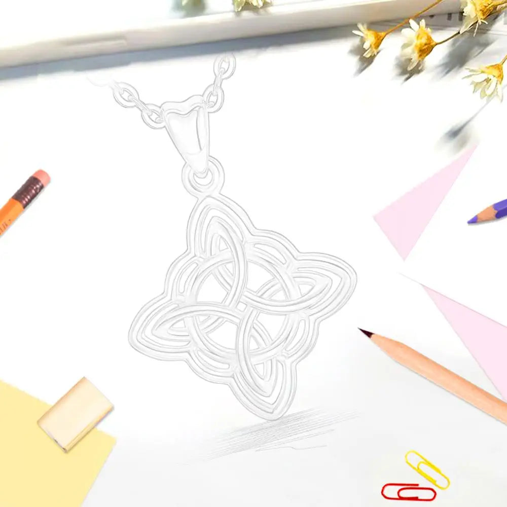 Eudora Sterling Silver Good Luck Irish Celtic Knot Pendant Necklace with Gift Box Fashion Women Jewelry Silver Knot Charm CYD200