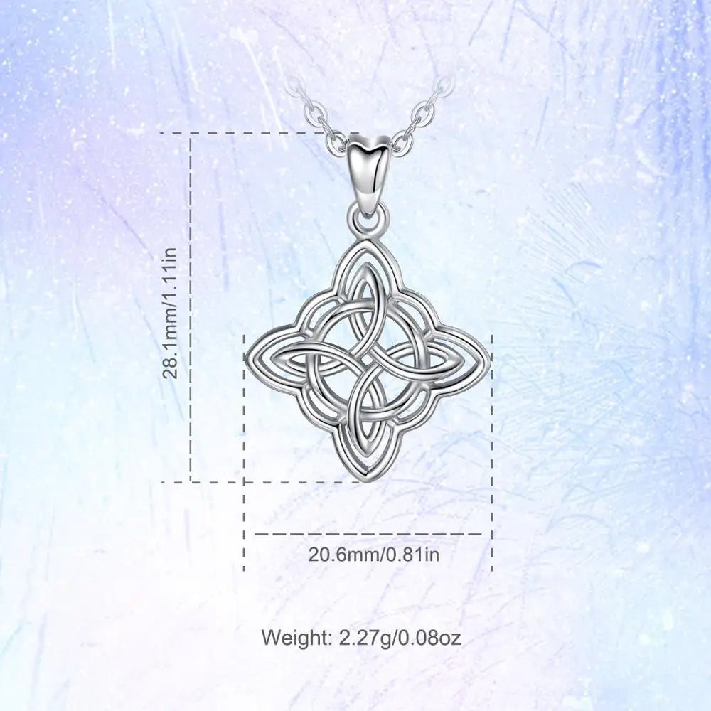 Eudora Sterling Silver Good Luck Irish Celtic Knot Pendant Necklace with Gift Box Fashion Women Jewelry Silver Knot Charm CYD200