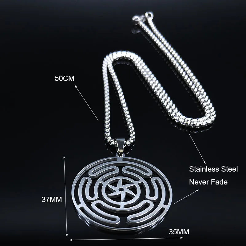 Hekate Wheel Stainless Steel Necklace Pendant Strophalos Hecate Magic Symbol Logo Charm PIN colier femme Jewelry N3046S03