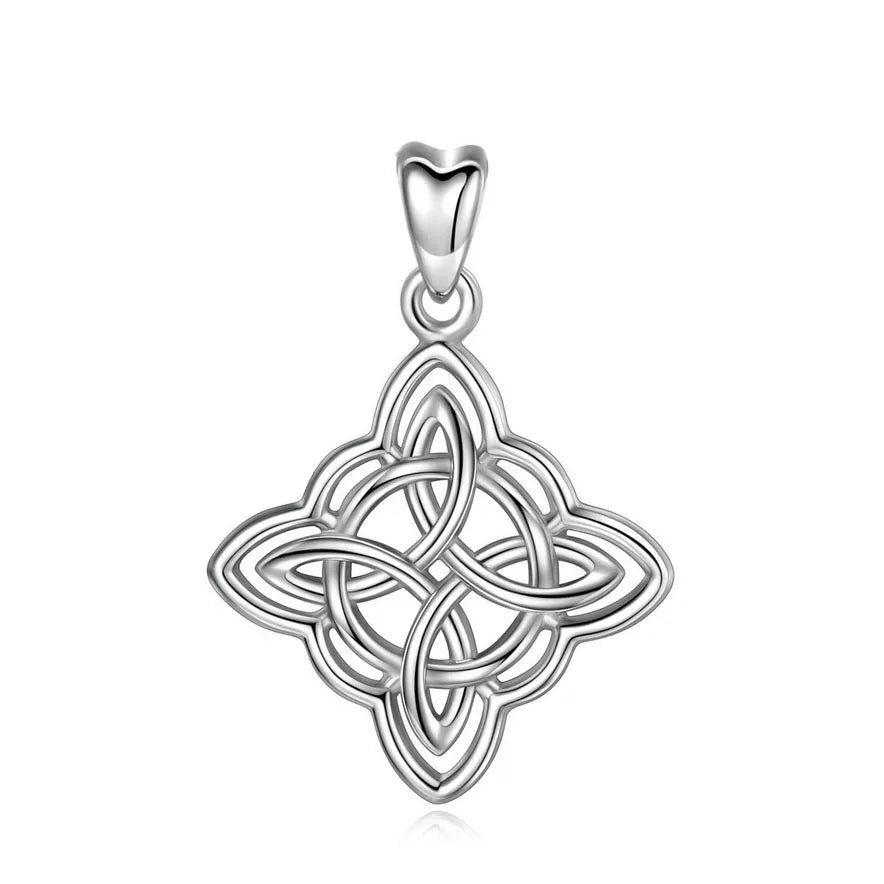 Eudora Sterling Silver Good Luck Irish Celtic Knot Pendant Necklace with Gift Box Fashion Women Jewelry Silver Knot Charm CYD200